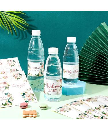 24 Pink Floral Baby Shower Water Bottle Labels - 3 Styles, Waterproof & Stylish Baby Girl Party Decorations - Buy Online on GoSupps.com