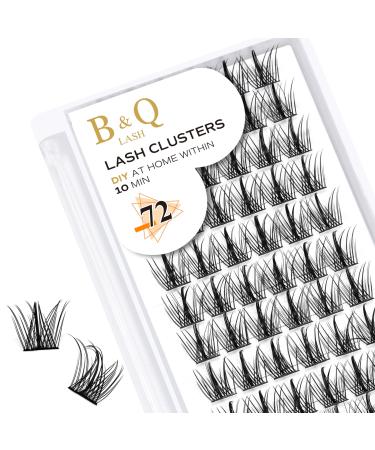 Cluster Lashes D Curl 14mm 72 Clusters B&Q Lash Clusters D Curl Individual Cluster Lashes Natural Eyelash Clusters DIY Lash Extensions Soft Fluffy Cluster Eyelash Extensions (B31 D-14mm) D-14 mm B 31