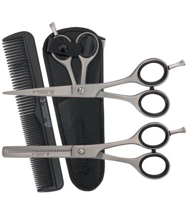 THREE SWORDS - Stainless steel professional hair scissors and thinning scissors in a SET NEW with comb Hair scissors / thinning scissors - Set - Buy Online on GoSupps.com