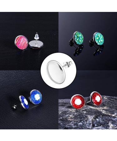 300 Piece Stud Earring Kit: 100 Stainless Steel Bezels, 100 Rubber Backs, 100 Earring Backs - Silver/Clear - Buy Online on GoSupps.com