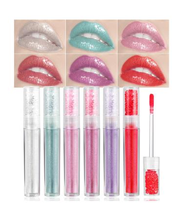 Lucoss 6 Colors Glitter Liquid Lipsticks Gift Set for Women Girls Shimmer Metallic Lipstick Waterproof Moisturizing Lip Gloss with Shimmery Glitter A