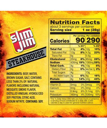 Buy Slim Jim Steakhouse Strips Smokin' Mesquite - 3.15 oz | Savory Snack Treat - Buy Online on GoSupps.com
