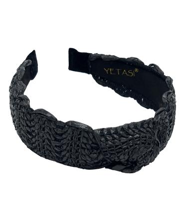 YETASI Black Knotted Headband for Women is Classy. Rattan Headband is a Cute Accessories for Women Straw Headbands for Women are Trendy Beach Headband