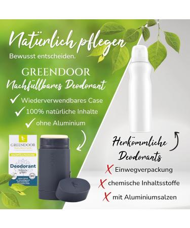  GREENDOOR GREENDOOR Fresh N Green Deodorant Refills - 3 Pack - 40g - Aluminium Free - Safe Protection - Vegan - Extra Fresh Scent - Plastic Free - Buy Online on GoSupps.com