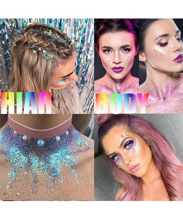 Stkesikw Body Glitter Gel Face Glitter for Body Face Eye Hair Glitter Shadow Hair Metallic Makeup Liquid Long Lasting Sparkling Halloween Christmas Festival Facial Makeup (04# Pink) - Buy Online on GoSupps.com