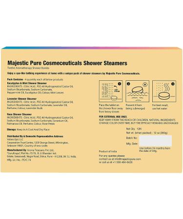 Majestic Pure Shower Steamers - 12 Pack with Essential Oils for Relaxation - Ideal Gifts for Men & Women - Buy Online on GoSupps.com