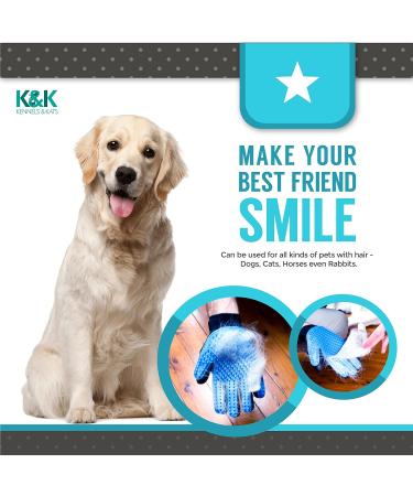 KENNELS & KATS Pet Grooming Glove | Premium De-shedding Brush for Dogs, Cats, Rabbits & Horses | 260 Tips for Mess-free Grooming | One Size Fits All | Blue - Buy Online on GoSupps.com