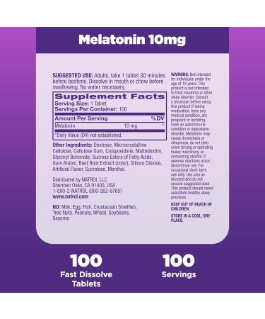 Natrol Fast Dissolve Melatonin 10 mg Melatonin Supplements for Restful Sleep Sleep Support for Adults 100 Strawberry-Flavored Melatonin Tablets Up to a 100 Day Supply - Buy Online on GoSupps.com