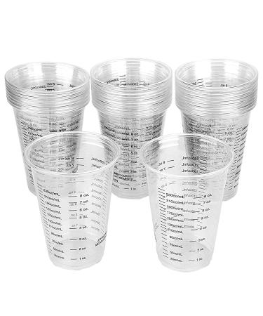 50 Pack 8oz Disposable Graduated Clear Plastic Measuring Counting Cups for Mixing Paint Slime Stain Epoxy Resin Glue