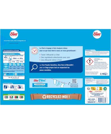 Le Chat - Sensitive Detergent Powder Respects Sensitive Skin - Developed with Dermatologists - Effective Even in Cold M - Buy Online on GoSupps.com