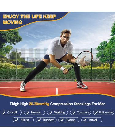 Men's Black Thigh High Compression Socks 20-30 mmHg for Swelling | Compression Stockings - Buy Online on GoSupps.com