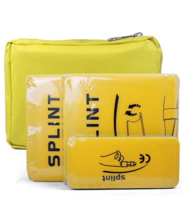 Splints: 3-Size Pack Made for Finger Neck, Leg, Knee, Foot, Wrist, Hand, Arm Injuries with a Handbag (Yellow)