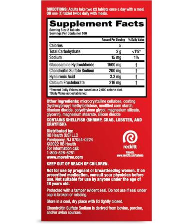 Move Free Advanced Glucosamine Chondroitin + Calcium Fructoborate Joint Support Supplement - 200 Tablets - Buy Online on GoSupps.com