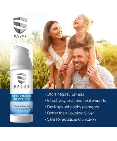 Salus Defense Structured Silver Gel 2oz - Burns, Scars, Age Spots, Natural Hand Sanitizer - 25ppm, Safe for All - 1 Pack - Buy Online on GoSupps.com