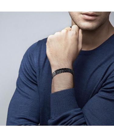 Loccy Magnetic Therapy Bracelet for Men Titanium Steel Arthritis Pain Relief | Double-Row Magnetic Tape & 2x Rings | Ideal Gift for Birthdays Father's Day Anniversary Black - Buy Online on GoSupps.com