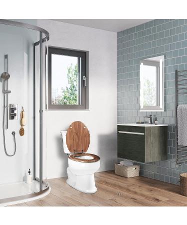 Molded Wood Round Toilet Seat | Quiet Close & Quick Release Hinges | Easy Install & Clean by Angol Shiold (Natural) - Buy Online on GoSupps.com