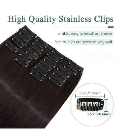 Buy SEGO 12 PCS Clip-In Hair Extensions - Real Hair 55 cm 180g Dark Brown - Smooth & Affordable Full Head Solutions - Buy Online on GoSupps.com