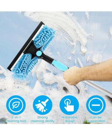 KHZSPP Window Squeegee Kit 2 in 1 Cleaning Squeegee Kit Rotatable Double Sides Window Washing Kit for Window Car Shower Glass Door Mirror Indoor Outdoor(Blue) - Buy Online on GoSupps.com