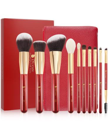 Ducare make -up brush set 10 pieces Professional make -up brush with cosmetic bag with case Premium Synthetic Hairs Kabuki Foundation Blending Eye Cosmetic Brushes Kit 10PCs