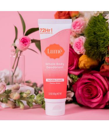 Lume Whole Body Deodorant - Invisible Cream Tube - 72 Hour Odor Control - Aluminum Free Baking Soda Free Skin Safe - 3.0 ounce (Peony Rose) Peony Rose 3 Ounce (Pack of 1) - Buy Online on GoSupps.com