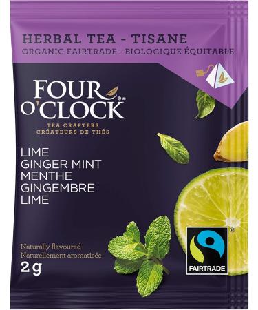 Four O'Clock Organic Fairtrade Herbal Tea Ginger Lime Mint Non-Gmo Kosher Gluten-Free 40 Count Pyramid 159g 40 Tea Bags Ginger Lime Mint - Buy Online on GoSupps.com