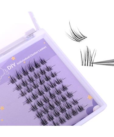 SAOTAENG Cluster Lashes 48 Individual Lashes Clusters Eyelash Extensions False Eyelashes DIY Wispy Fluffy Lash Extension Kit Reusable Artificial False Eyelashes Natural Look Mix 9-11mm C Curl MF06-02