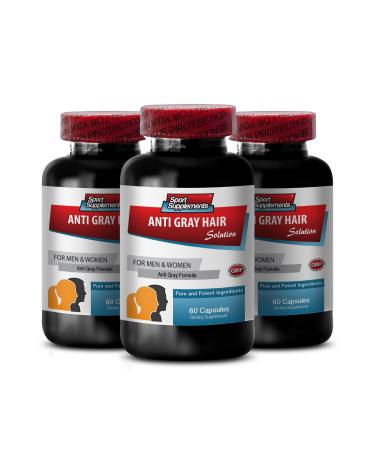 Biotin zinc - Anti Gray Hair - Hair Solutions for Men (3 Bottles - 180 Capsules)