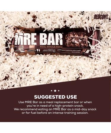 Redcon1 MRE Bar - German Chocolate Cake, 12 Bars - 20G Protein, Real Whole Food Ingredients - Buy Online on GoSupps.com