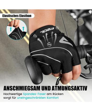 Atercel Bicycle Gloves for Men & Women - 5mm SBR Padding Shock-Damping MTB Gloves - Durable Comfortable Sports Gear - Black - Buy Online on GoSupps.com