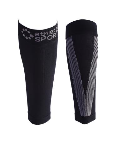 letec Sport Compression Calf Sleeve (20-30 mmHg) for Shin Splints Large-X-Large Black