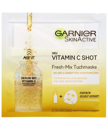 Garnier sheet mask Vitamin C Shot revitalizes the skin provides more radiance SkinActive pack of 3 (3 x 33 g)