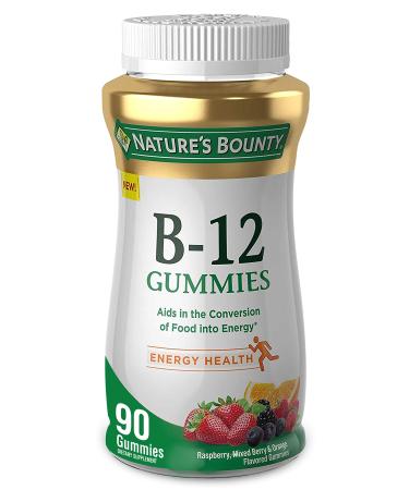 Nature's Bounty Vitamin B-12 Gummies Raspberry Mixed Berry & Orange Flavored 90 Gummies