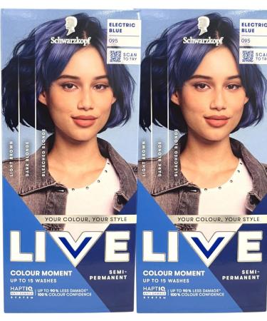 Schwarzkopf LIVE Ultra Bright Hair Dye 095 Electric Blue Pack of 2 - Buy Online on GoSupps.com