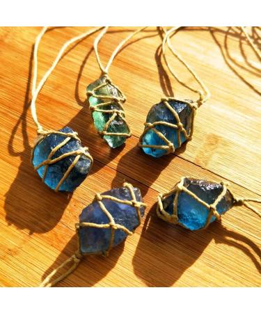 Raw Blue-green Fluorite Crystal Pendant Necklace with Reiki Chakra Healing Treatment - Buy Online on GoSupps.com