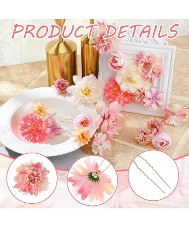 21 Pcs Flower Hair Pins Set - Elegant Bride Head Rose Floral Pins for Wedding & Birthday - U Shaped Decorative Accessories in Pink & Purple - Buy Online on GoSupps.com