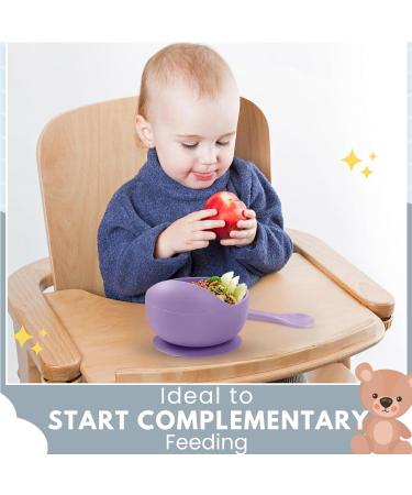 Xabono Baby Plates with Suction | BPA-Free Suction Plates for Easy Feeding | Washable Bowls with Silicone Spoon | Purple Design for First Baby Foods - Buy Online on GoSupps.com