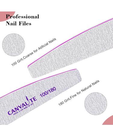 Canvalite 12-Piece Nail Files Set - 180/240 Grit Professional Double-Sided Reusable for Gel Nails Manicure & Pedicure | Ideal for Nail Studios & Home Use - Buy Online on GoSupps.com