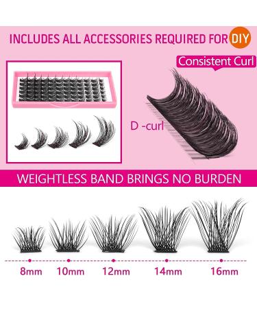 DYI Cluster Eyelash Extension Kit with Waterproof Glue - 72Pcs D-8-16MM - User Manual Included - Buy Online on GoSupps.com