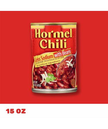 Hormel Less Salt Chili with Beans 15oz (Pack of 8) - Low Sodium, High Flavor - Buy Online on GoSupps.com