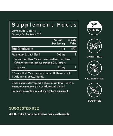 Gaia Herbs Holy Basil Leaf 120 Vegan Phyto-Caps | Organic Stress Relief Supplement - Buy Online on GoSupps.com