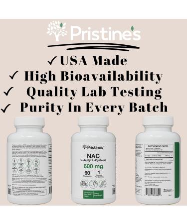 PRISTINE'S N-Acetyl L-Cysteine (NAC) 600MG (3 Pack) Immunity Support Supplement - 180-Day Supply - Potent Lung & Liver Antioxidant Supplement Capsules - Mood Support - Vegan Glutern Free Non GMO - Buy Online on GoSupps.com