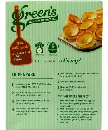 Yorkshire Pudding Mix Bundle with Green's Yorkshire Pudding Mix 125g x6 (Pack of 6 Bundle) - Buy Online on GoSupps.com