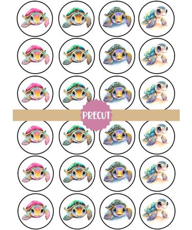 PRECUT Turtles Edible Cupcake Toppers - Cute Turtles Theme Premium Thickness SWEETENED VANILLA - wafer card disc cake decorations (Pack of 12) - Buy Online on GoSupps.com