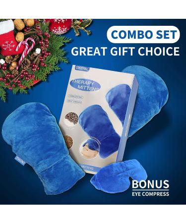 CREATRILL Microwavable Therapy Mittens for Arthritis & Raynauds Pain Relief - Natural Unscented Gloves for Moist Heat Therapy with Bonus Eye & Sinus Compress - Buy Online on GoSupps.com