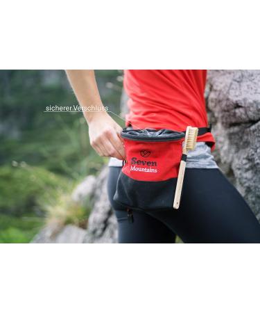 Shop Seven Mountains Boulder Accessories - Black & Red Chalk Bag Set with Bamboo Brush & Chalkball for Ultimate Climbing Safety - Buy Online on GoSupps.com