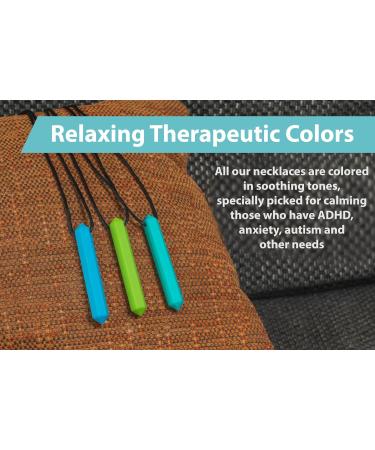 Tilcare Chew Chew Sensory Necklace - Silicone Chewy Toy for Kids & Adults with Autism - Blue/Turquoise/Green Chewing Pendant - Buy Online on GoSupps.com