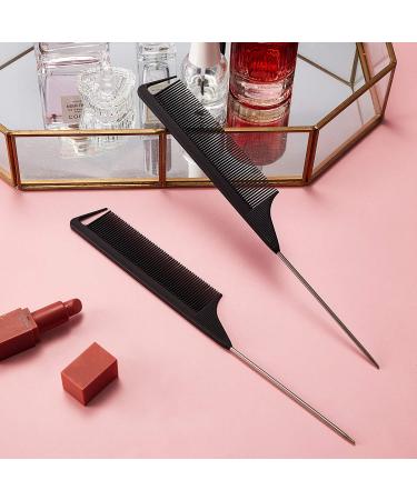 12-Piece Carbon Fiber and Stainless Steel Hair Parting Comb Set for Braids and Styling - Black - Buy Online on GoSupps.com