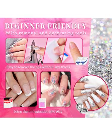 Gel Extension Nail Kit - 960 PCS Full Cover Gel Nail Tips with Glue, Professional Acrylic Nails Tips Set - Coffin/Stiletto/Square/Almond Shapes, UV Light Included - Buy Online on GoSupps.com