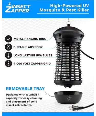 Livin Well Bug Zapper - High Powered 4000V Electric Mosquito Trap | 1500 Sq. Ft Range | 18W UVA Bulb | Indoor Outdoor Insect Killer - 1 Pack - Buy Online on GoSupps.com