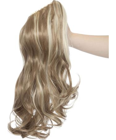 Long Short Claw Ponytail Hair Extension 18 Synthetic Straight Curly Hairpiece - Dark Brown Blonde Mix - Buy Online on GoSupps.com